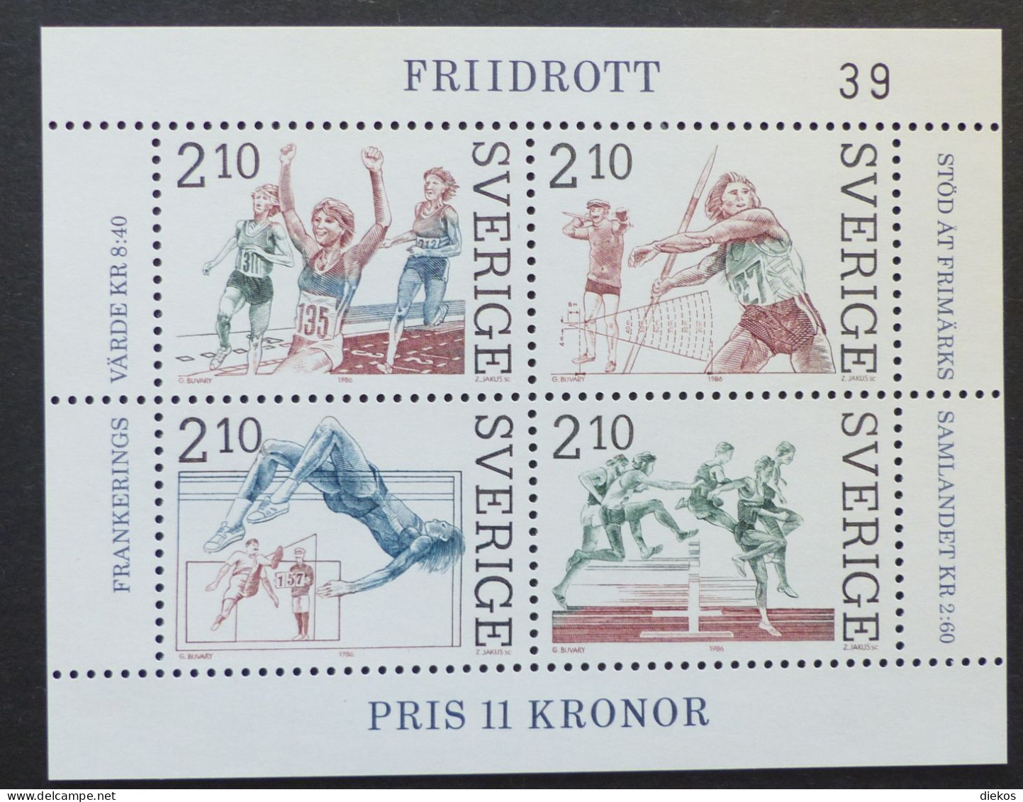 Sverige  1986  MI. 1403-1406  Sports - Athletics    Postfrisch MNH ** #6130 - Blocks & Sheetlets