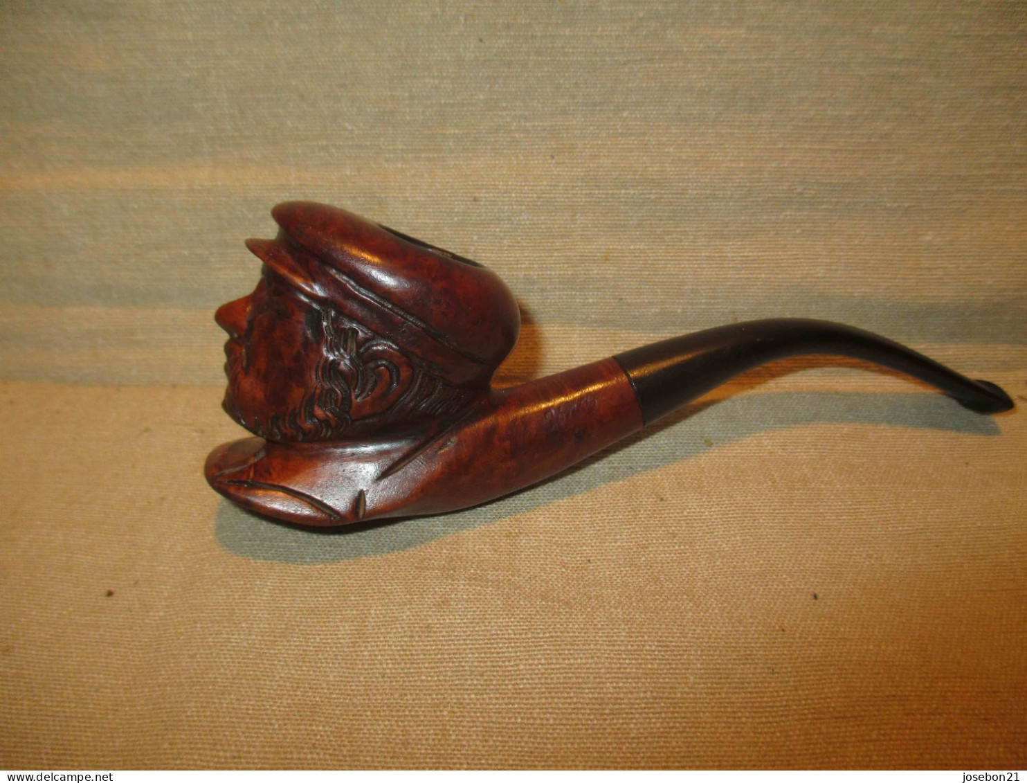 Ancienne Pipe Sina En Bruyère Sculptée Homme Début XX ème - Bruyerepfeifen