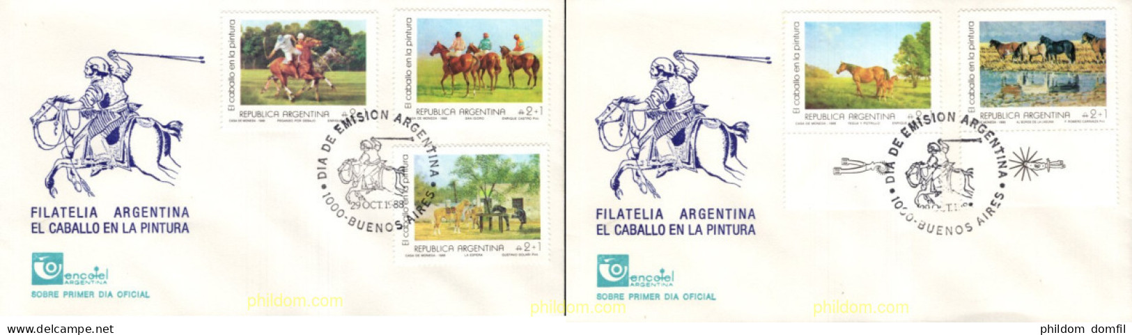 714505 MNH ARGENTINA 1988 EL CABALLO EN LA PINTURA - Ungebraucht