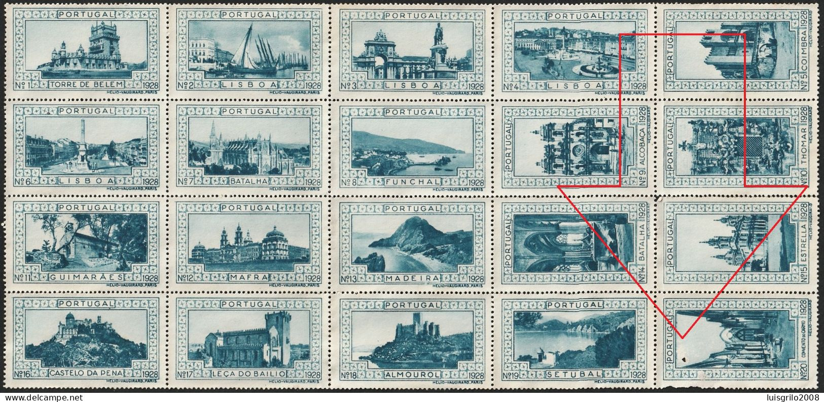 Vignettes/ Vinhetas, Portugal - 1928, Paisagens E Monumentos -||- Feuille, Série Complète - MNH, Sans Gomme - Emissions Locales