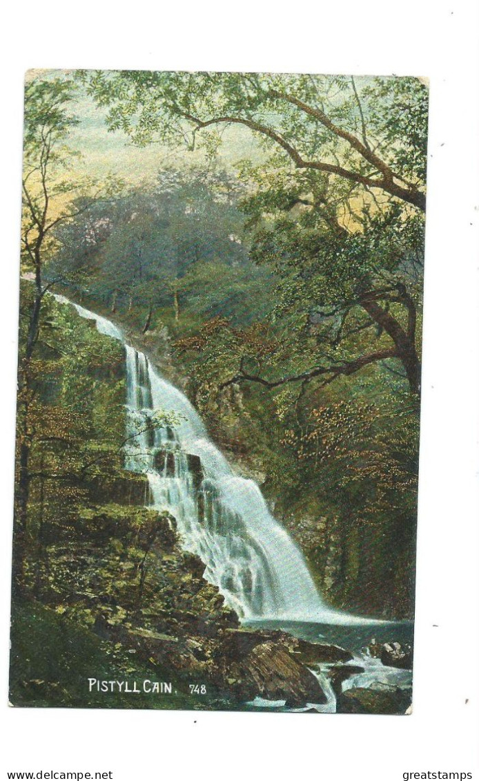 Wales  Postcard Pistyll Cain Waterfall Deep Green Downey Head Stamp Posted Barmouth 1913 - Montgomeryshire
