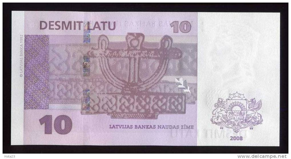 (!)  LATVIA - 2008 10 LATI / LATS River Bank Note - UNC - Letonia