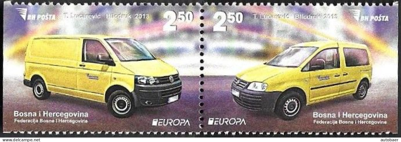 Bosna Bosnia Bosnien (Sarajevo) 2013 Europa Cept Postal Cars Michel 618-19D Ex Booklet Aus MH MNH ** Postfrisch Neuf - 2013