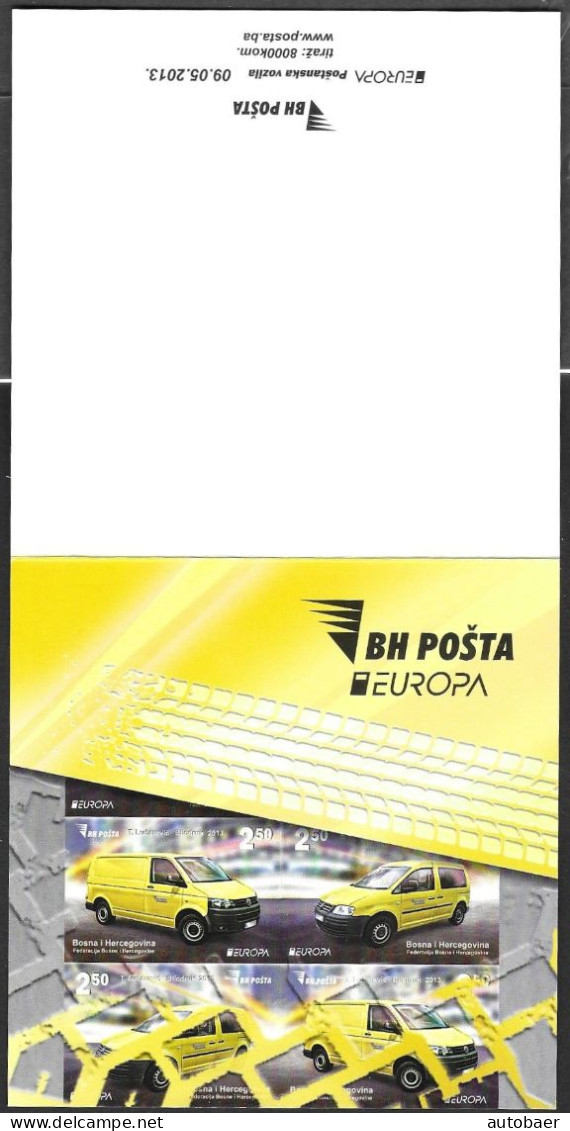 Bosna Bosnia Bosnien (Sarajevo) 2013 Europa Cept Postal Cars Michel 618-19 Booklet MH Carnet MNH ** Postfrisch Neuf - 2013