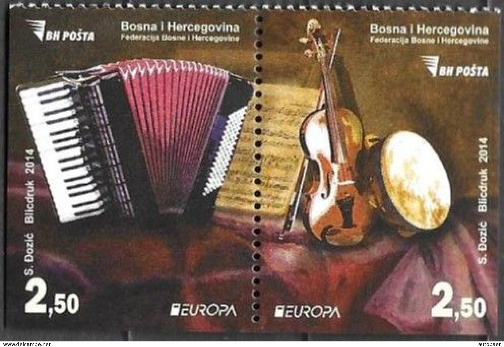 Bosna Bosnia Bosnien (Sarajevo) 2014 Europa Cept Music Instruments Michel 638-39E Ex Booklet Carnet MNH ** Postfr. Neuf - 2014