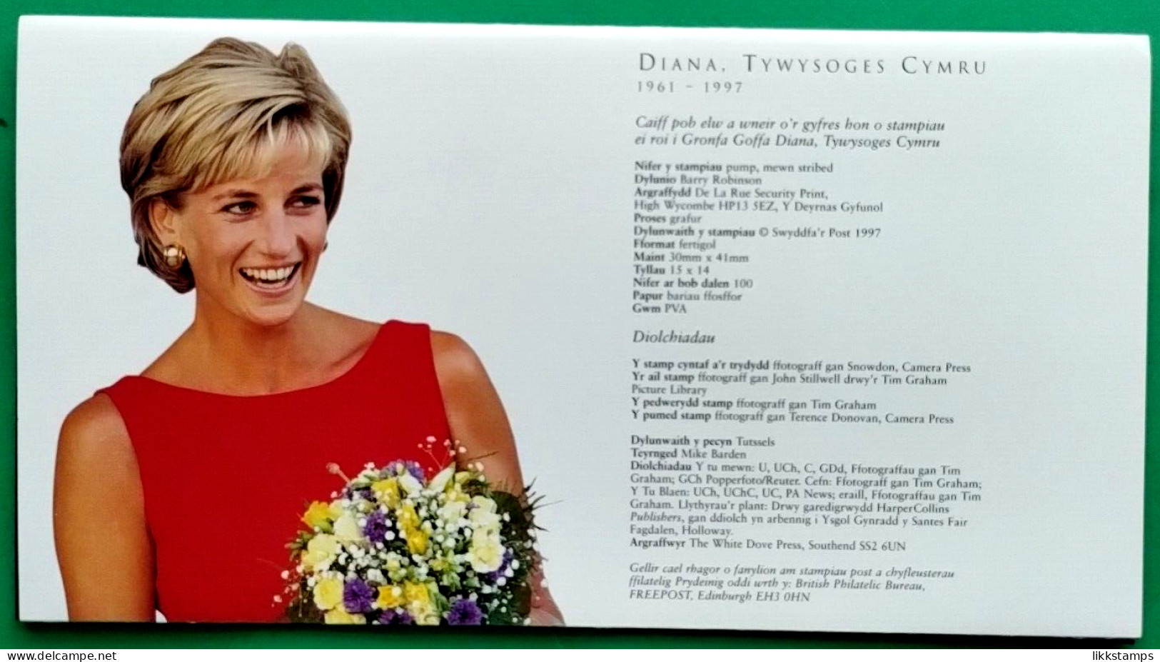 1998 'WELSH', DIANA, PRINCESS OF WALES COMMEMORATION PRESENTATION PACK.(C) #03257 - Presentation Packs