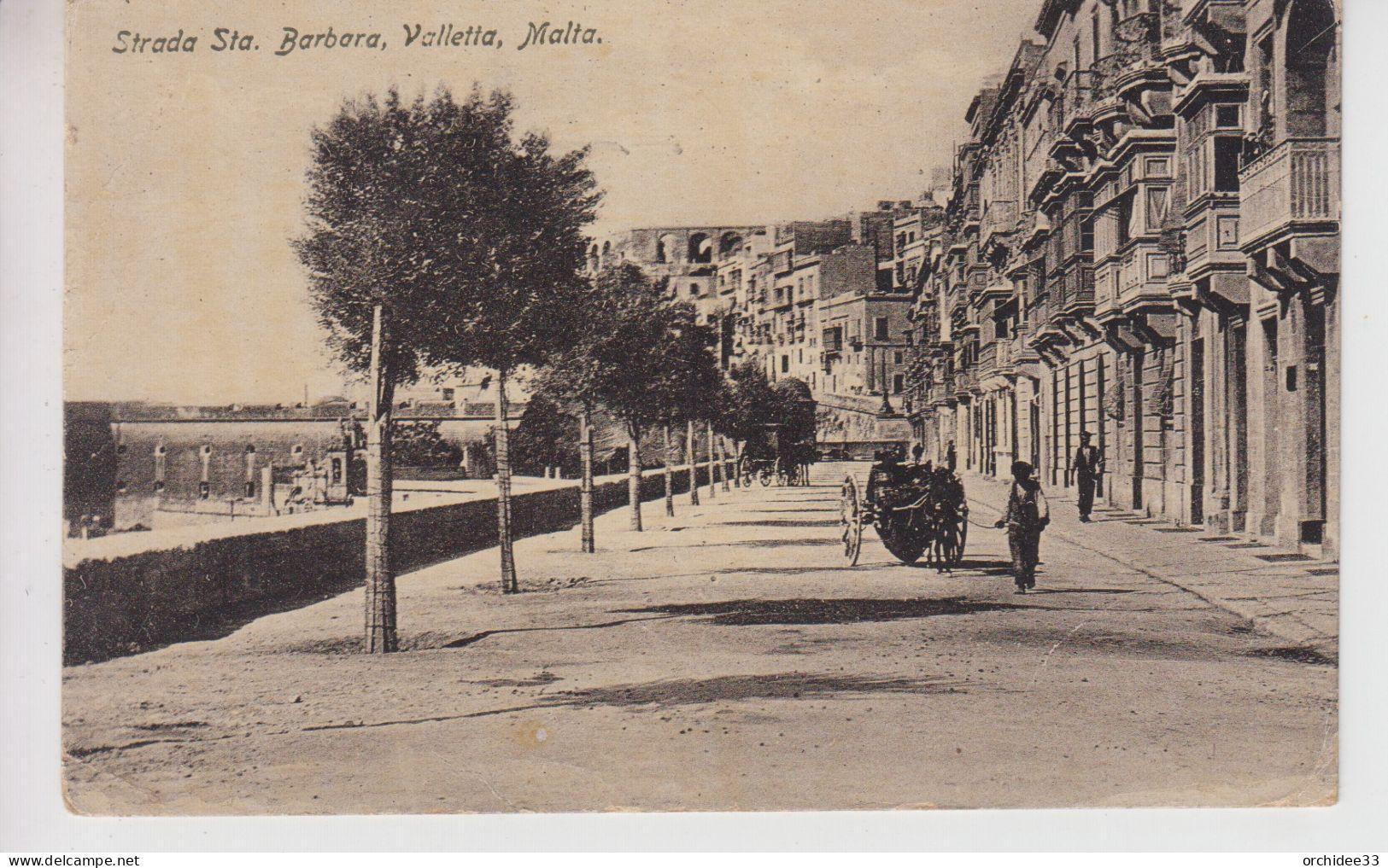CPA Malta - Valletta - Strada Sta. Barbara - Au Verso, Cachet "Torpilleur D'Escadre Protet, Commandé Par M. Latron..." - Malte