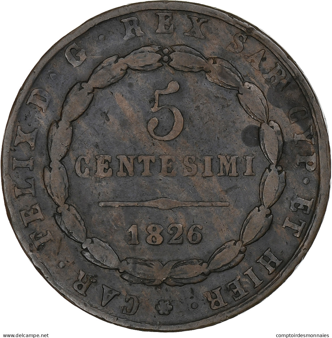 Italie, Royaume De Sardaigne, Charles Félix, 5 Centesimi, 1826, Torino, Cuivre - Italian Piedmont-Sardinia-Savoie