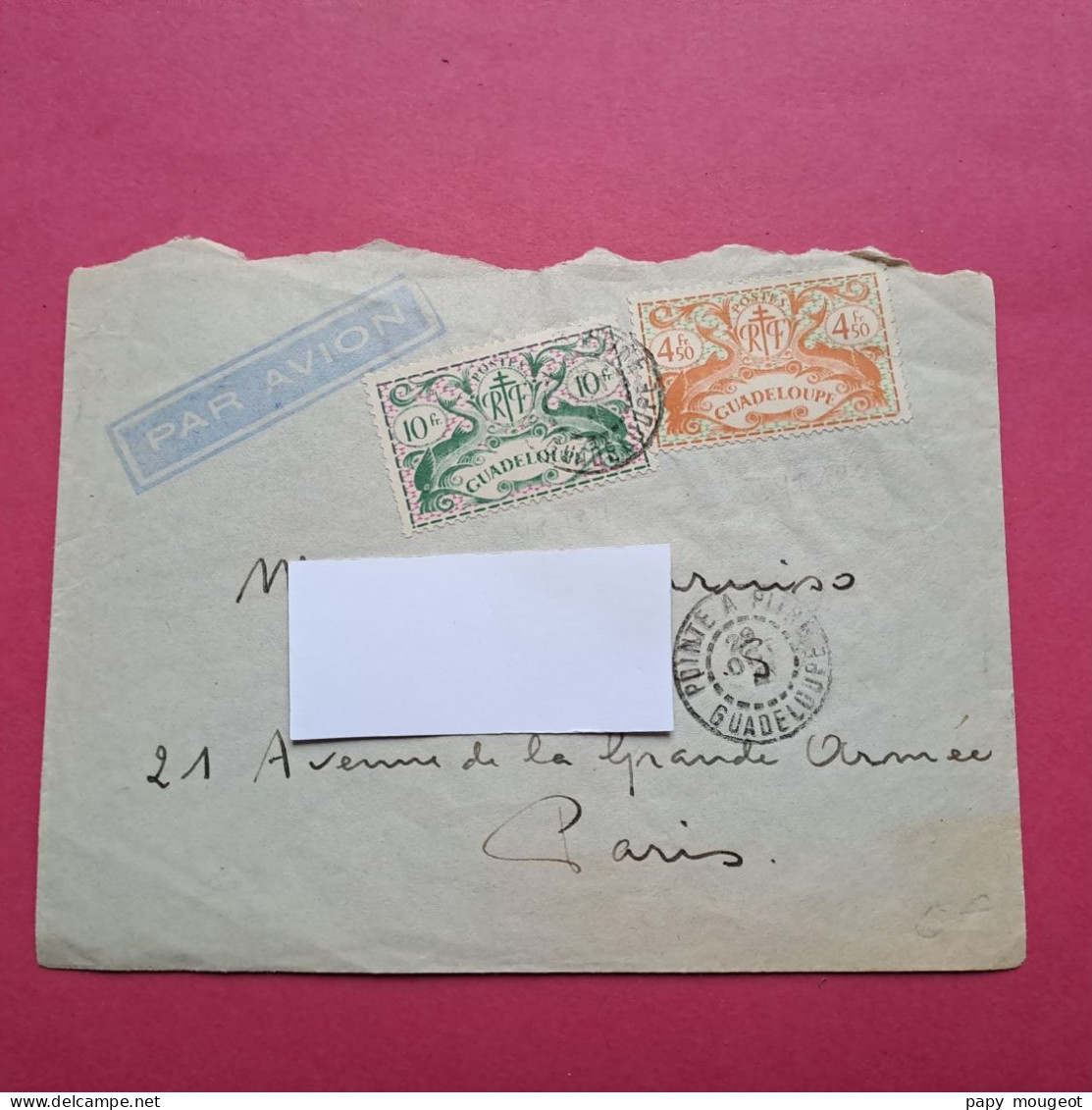 Lettre Par Avion De Pointe à Pitre Pour Paris France - 1945 ? Série De Londres - Luchtpost