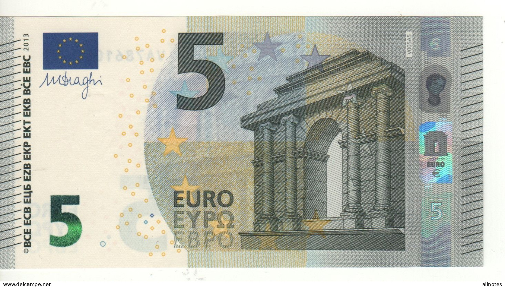 5 EURO  "Spain"    DRAGHI    V 005 A5   VA7861080611  /  FDS - UNC - 5 Euro