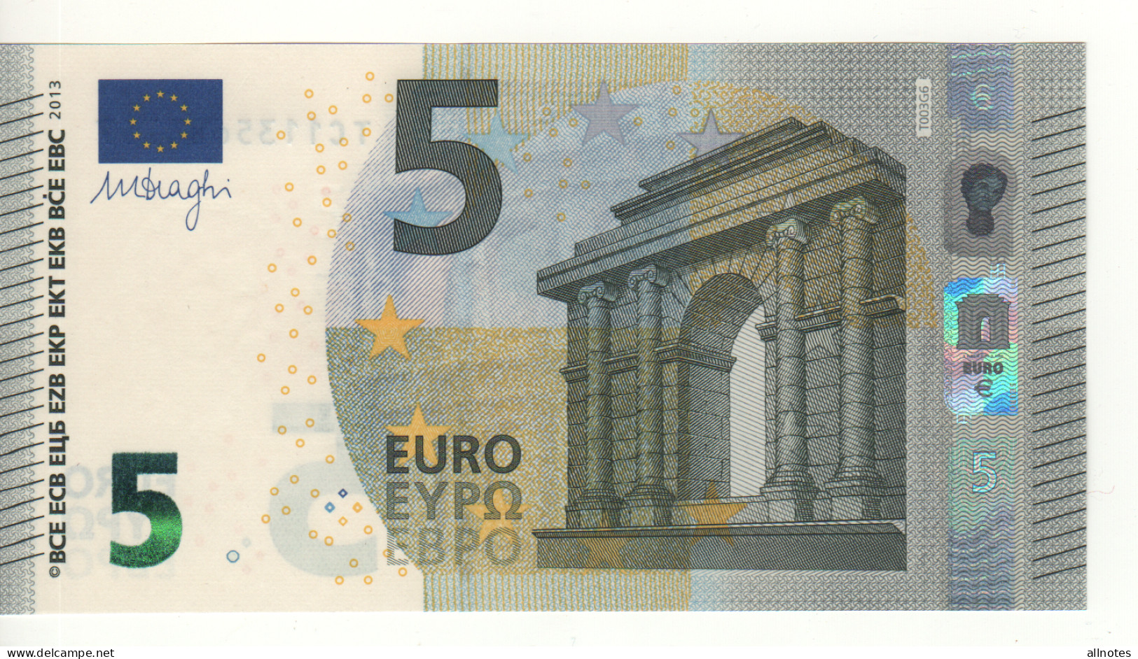 5 EURO  "Ireland"    DRAGHI    T 003 G6      TC1135684757 /  FDS - UNC - 5 Euro