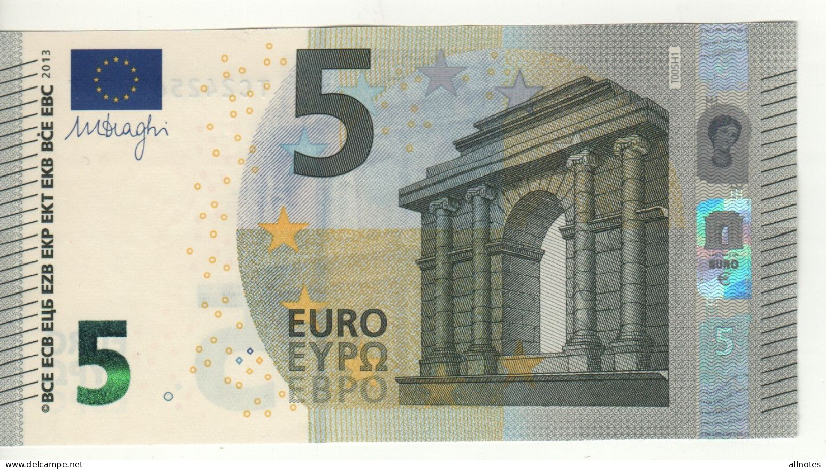 5 EURO  "Ireland"    DRAGHI    T 005 H1    TC2425699829  /  FDS - UNC - 5 Euro