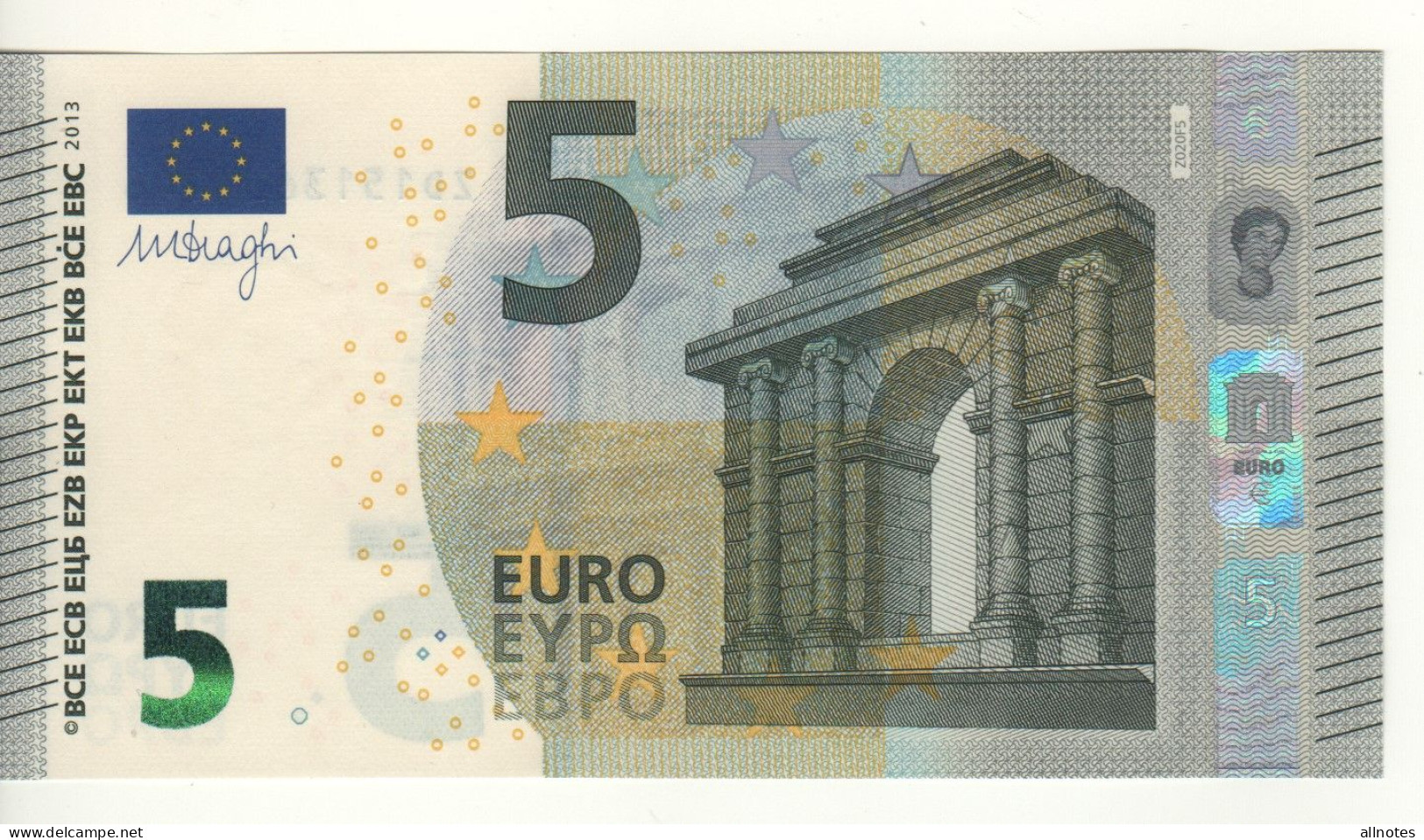 5 Euro   DRAGHI   Z 020 F5   ZD1513656346 /  FDS - UNC - 5 Euro