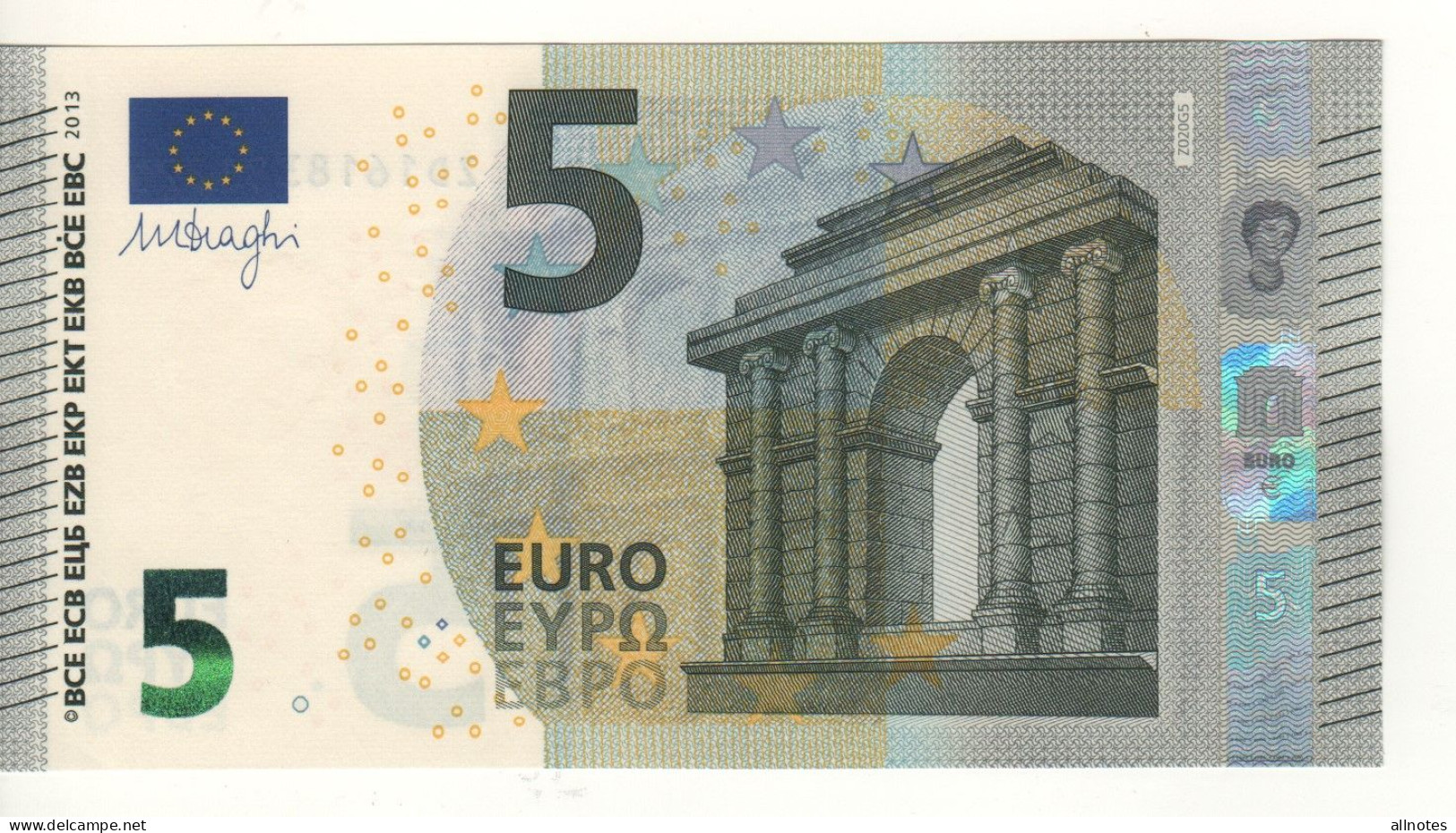 5 Euro   DRAGHI   Z 020 G5   ZD1618381246  /  FDS - UNC - 5 Euro