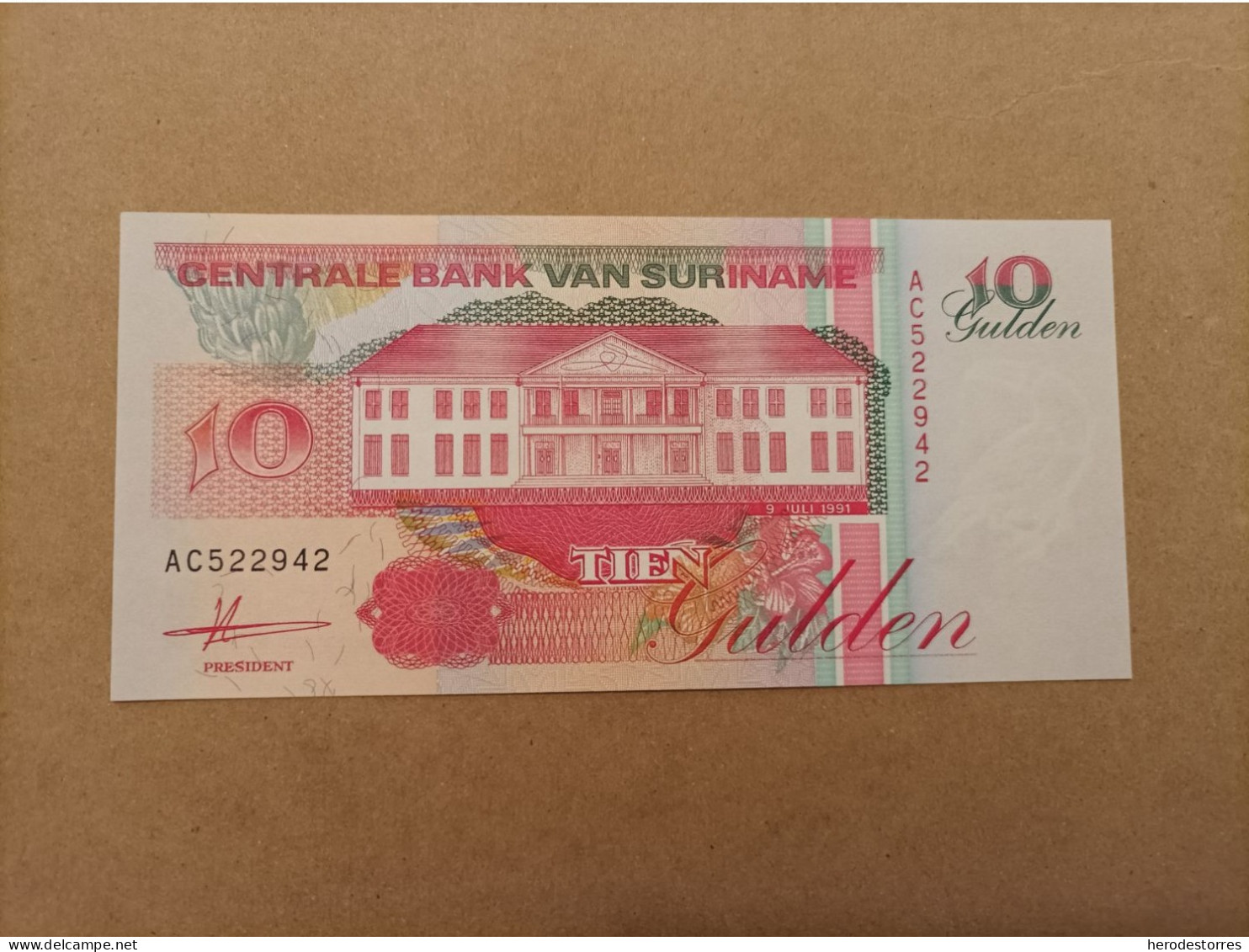 Billete De Suriname 10 Gulden, Año 1991, UNC - Surinam