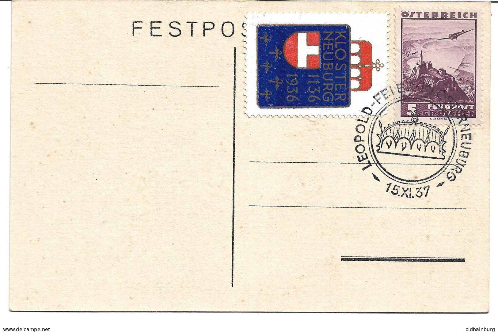 2353b: Wurth- Sonderstempel 45/ 1937, 55 Punkte, Klosterneuburg, Offizielle Postkarte - Klosterneuburg