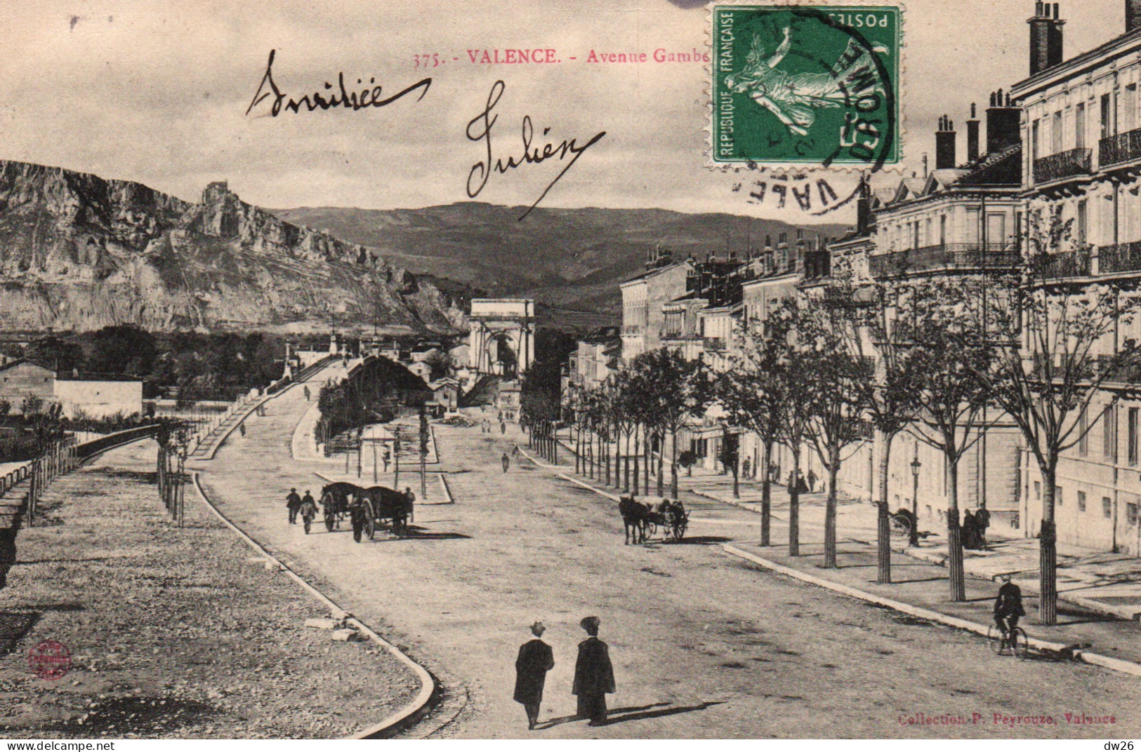Valence - L'Avenue Gambetta (les Deux Ponts) Collection P. Peyrouze - Carte N° 375 - Valence
