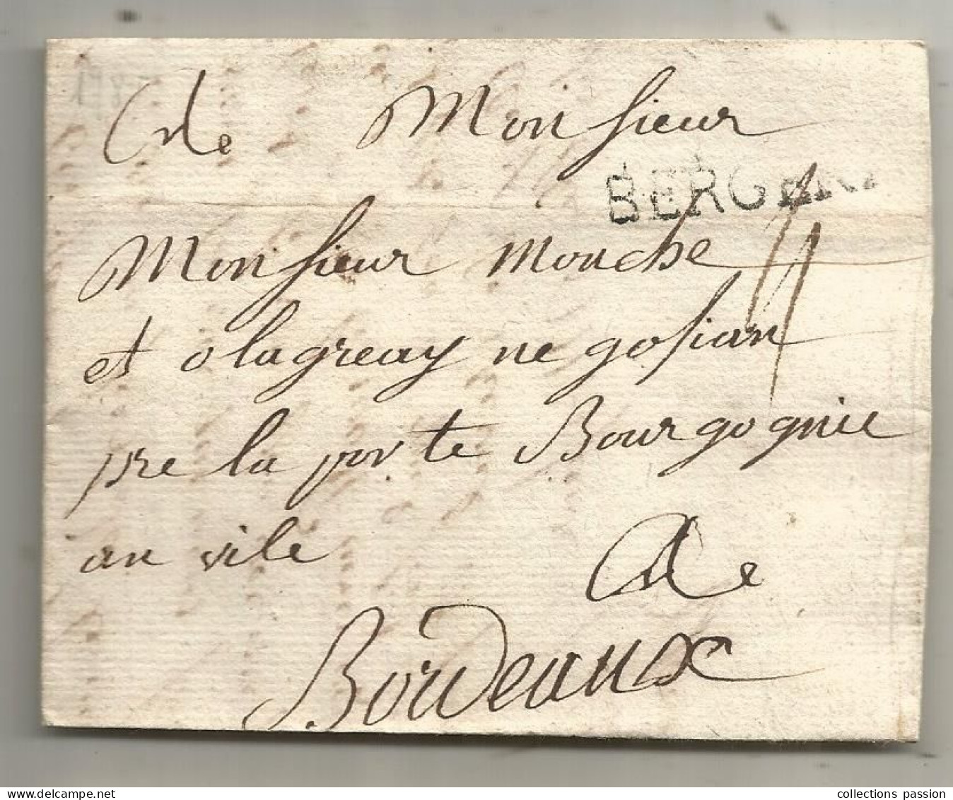 Lettre, Préphilatélie, Précurseurs XVIII E Siècle, 1785, BERGERAC, 3 Scans, Pour BORDEAUX - 1701-1800: Precursores XVIII
