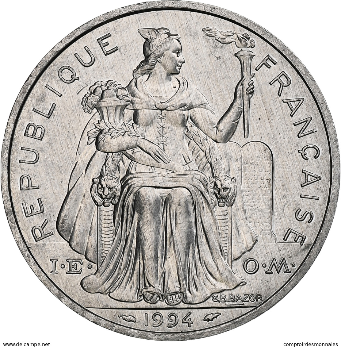 Polynésie Française, 5 Francs, 1994, Paris, I.E.O.M., Aluminium, SPL, KM:12 - Polinesia Francesa