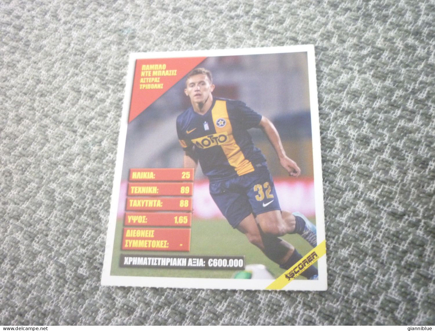 Pablo De Blasis Asteras Tripolis Tripoli Argentine Football Soccer Super League Scorer 2013 Greek Edition Trading Card - Trading Cards