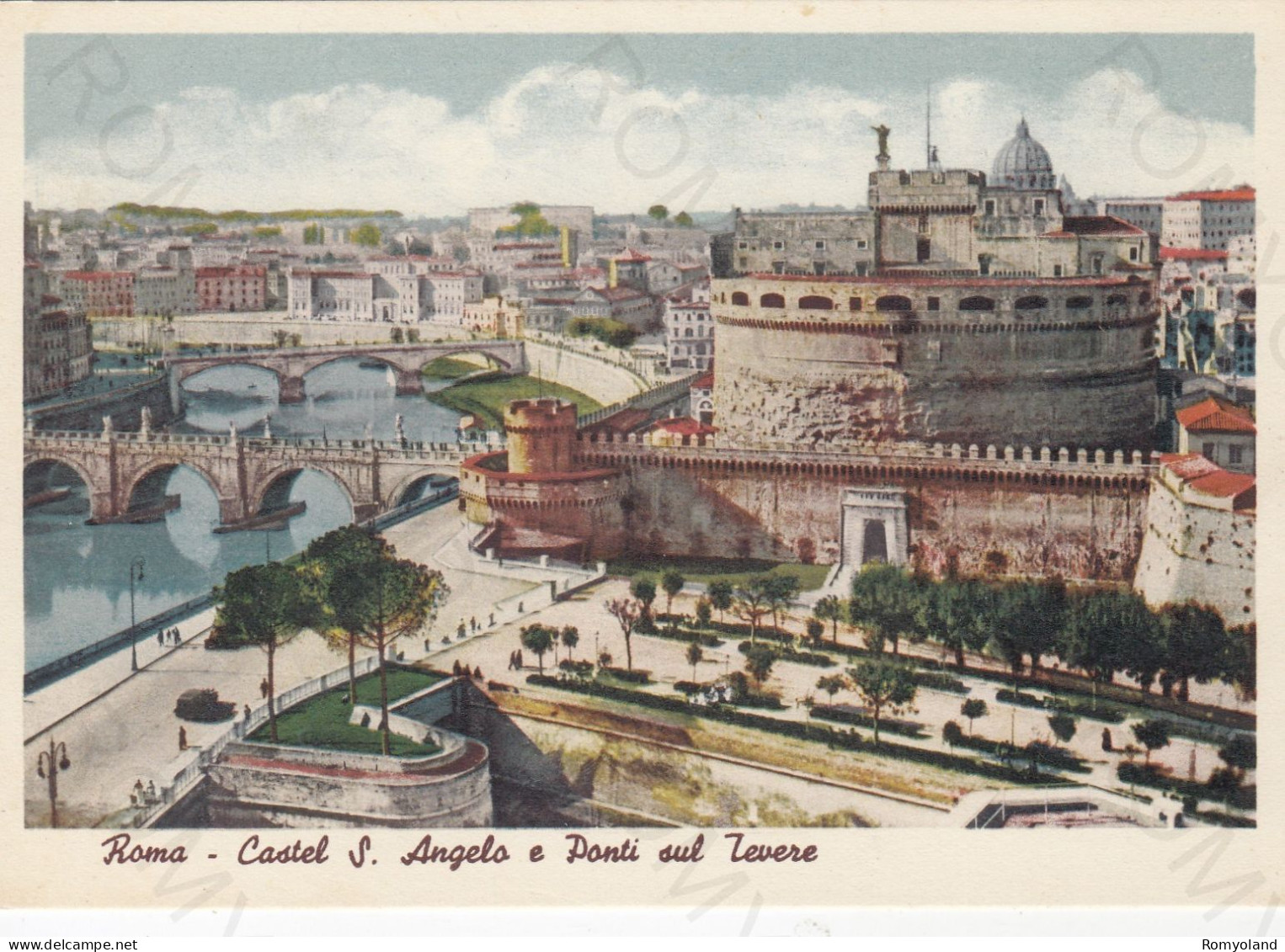 CARTOLINA  ROMA,LAZIO-CASTEL S.ANGELO E PONTI SUL TEVERE-STORIA,CULTURA,MEMORIA,RELIGIONE,BELLA ITALIA,NON VIAGGIAT2 - Castel Sant'Angelo