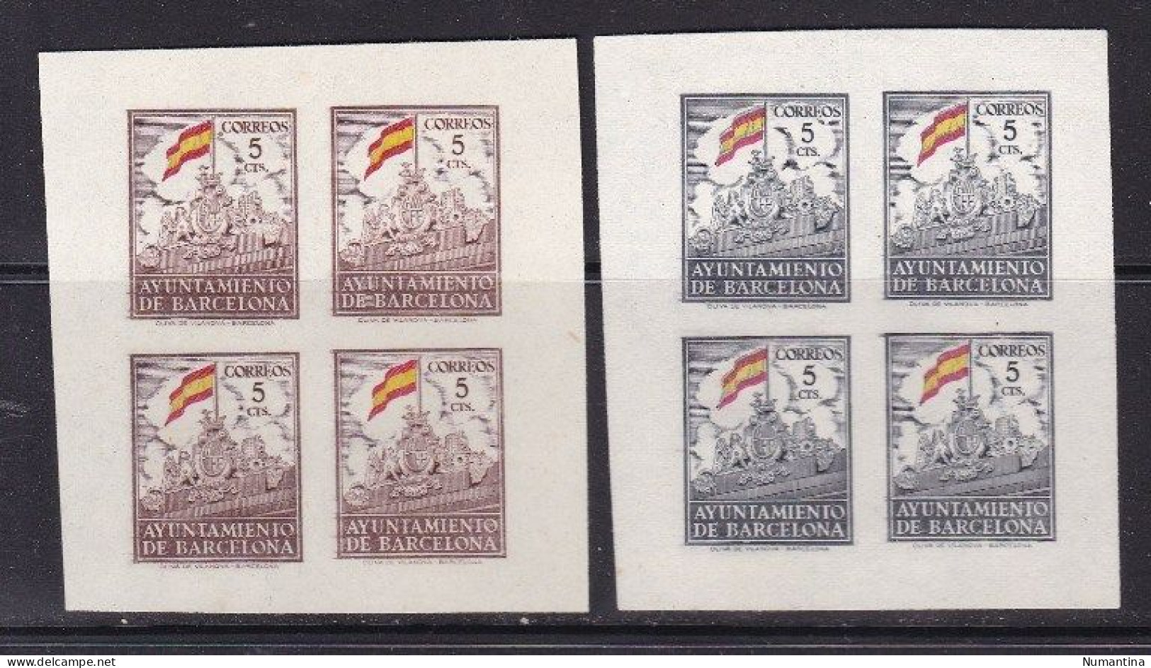 1941 - España - Barcelona - Edifil 29s/30s - Bloque 4 - Valor Catalogo 208 € - Barcelona