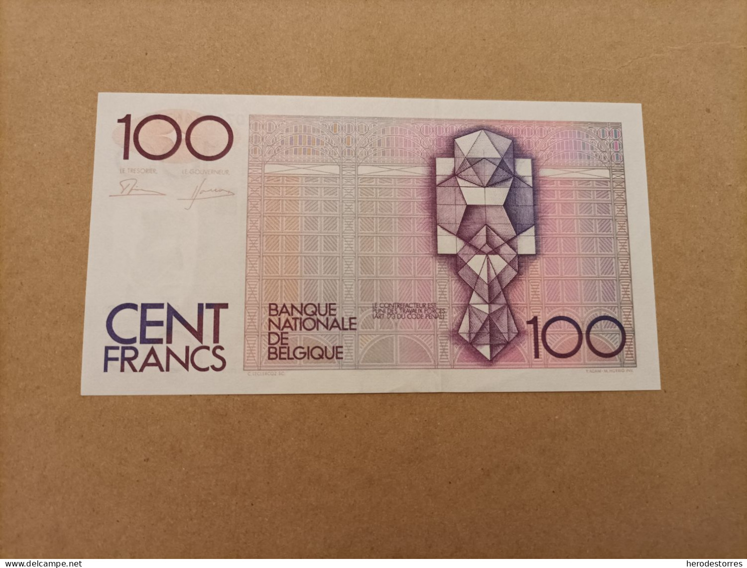 Billete De Bélgica De 100 Francs, UNC - A Identificar