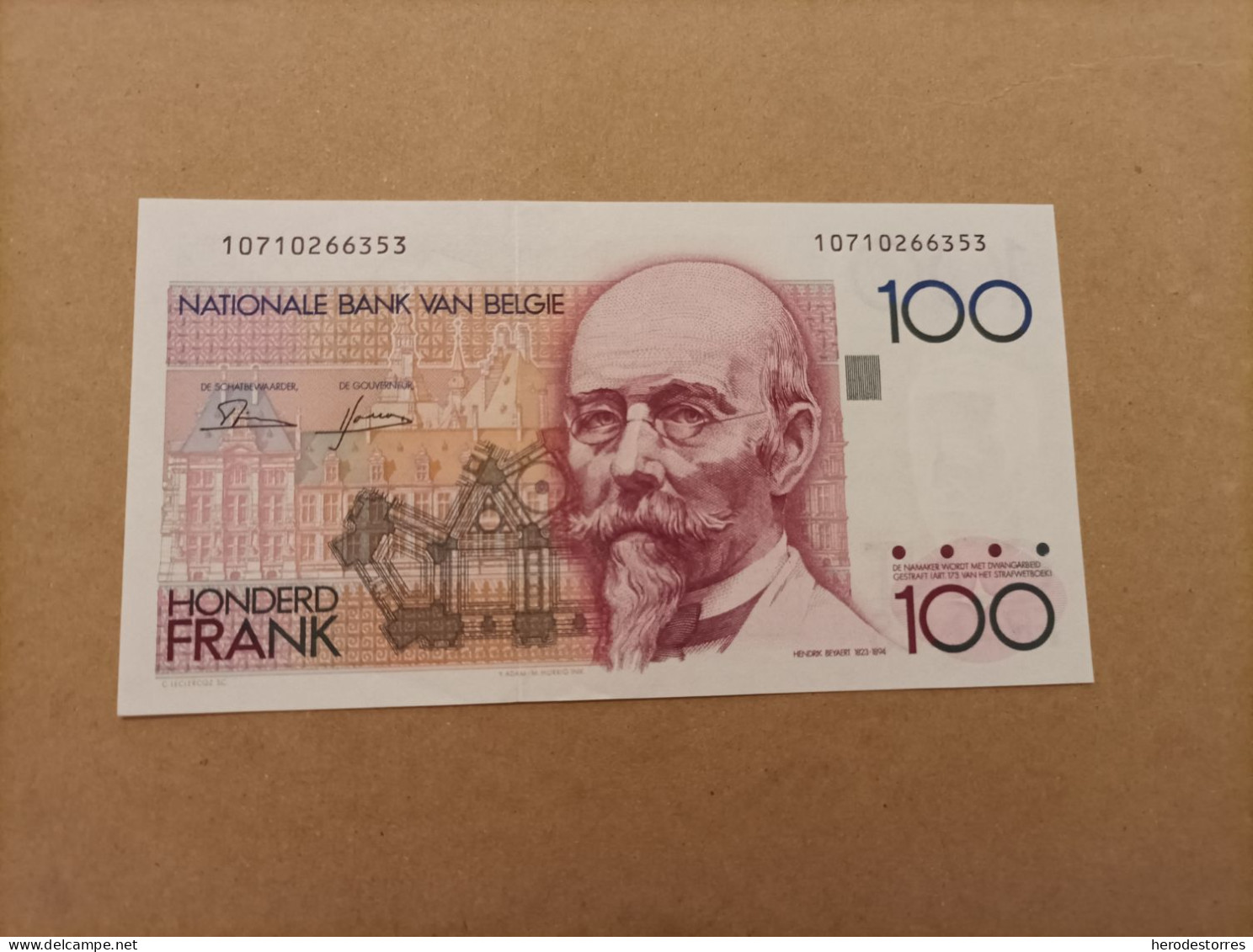 Billete De Bélgica De 100 Francs, UNC - Da Identificare