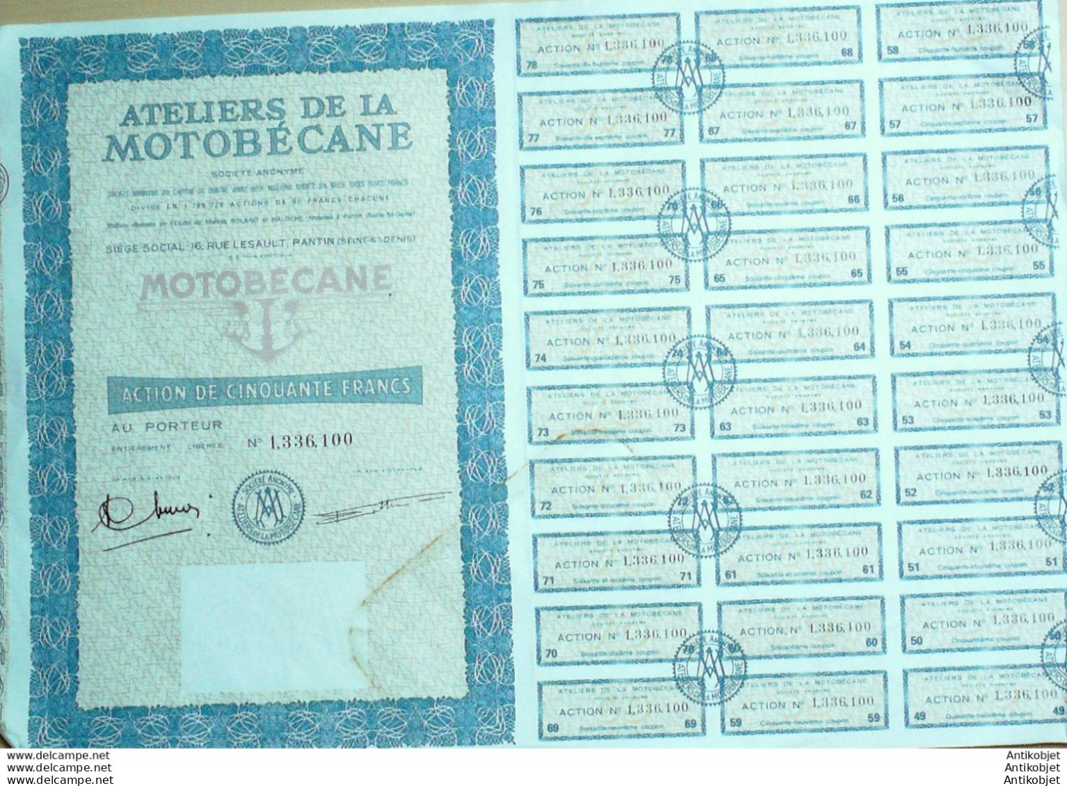 Motobecane Pantin (93) Action 50 Fr 1923 - Cars