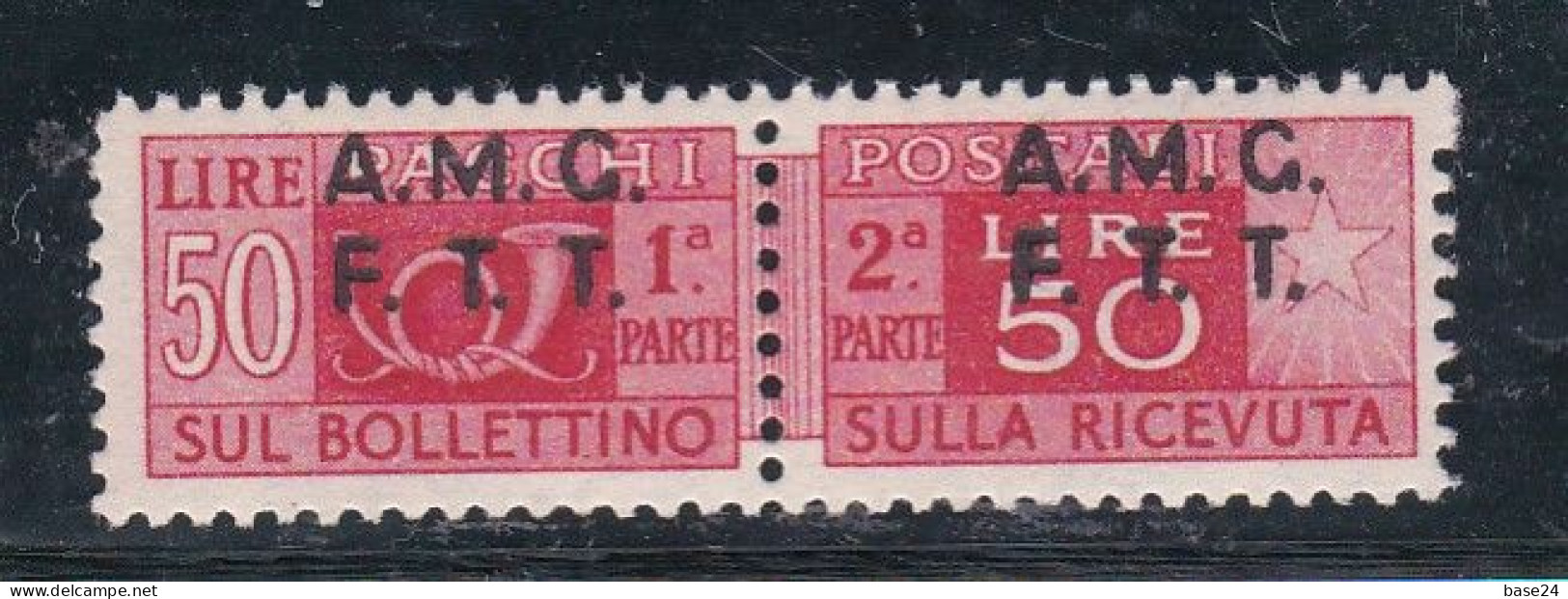 1947 Italia Italy Trieste A  PACCHI POSTALI 50 Lire Rosso Varietà 8g MNH** Firma Biondi Parcel Post - Postal And Consigned Parcels