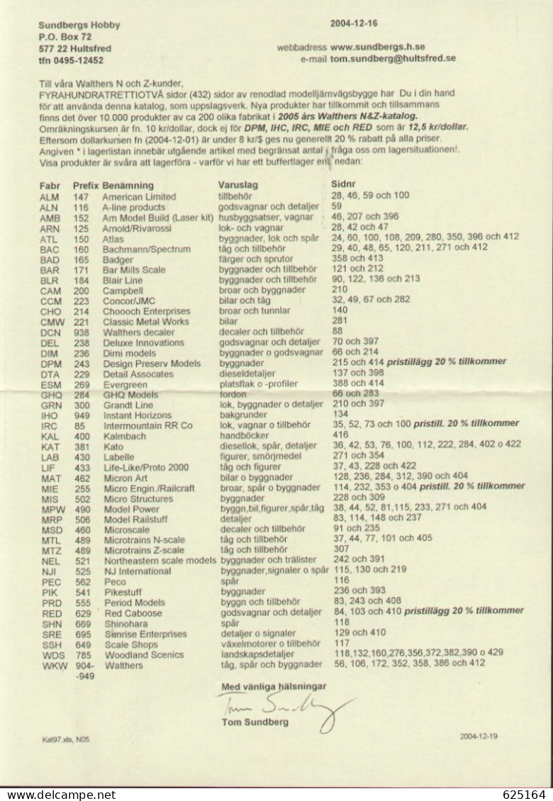 Catalogue WALTHERS 2005 - N & Z Gauge Preisliste In Schwedischen Kronen - En Suédois - Sin Clasificación