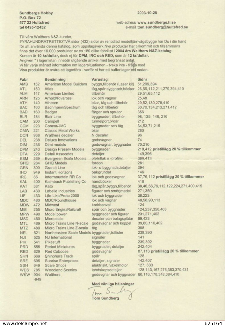 Catalogue WALTHERS 2003 - N & Z Gauge Preisliste In Schwedischen Kronen - En Suédois - Sin Clasificación