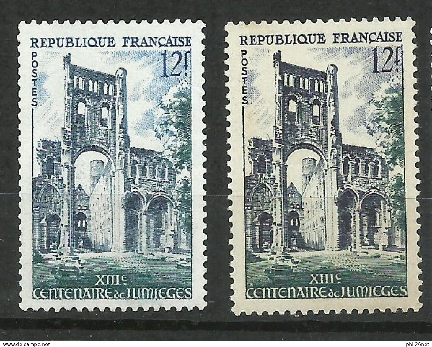 France N° 985 Abbaye De Jumièges  Bleu Et Vert  Neuf  ( * ) B/TB Timbre Type Sur Les Scans Pour Comparer Soldé ! ! ! - Nuovi