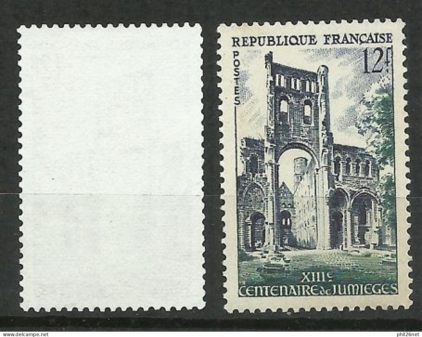 France N° 985 Abbaye De Jumièges  Bleu Et Vert  Neuf  ( * ) B/TB Timbre Type Sur Les Scans Pour Comparer Soldé ! ! ! - Nuovi