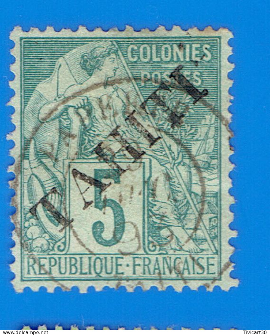 COLONIES FRANCAISES - EMISSIONS GENERALES - TAHITI - TIMBRE N° 10 OBLITERE (PAPETTE 1893) - 5 C. VERT - Usati