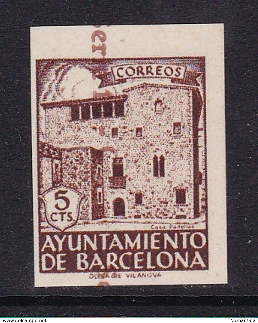 1943 - España - Barcelona - Edifil 42s - Escudo Nacional - MNG - Impresion E Ambas Caras - Barcelona