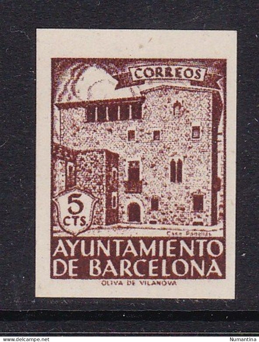 1943 - España - Barcelona - Edifil 42s - Escudo Nacional - MNG - Impresion E Ambas Caras - Barcelona