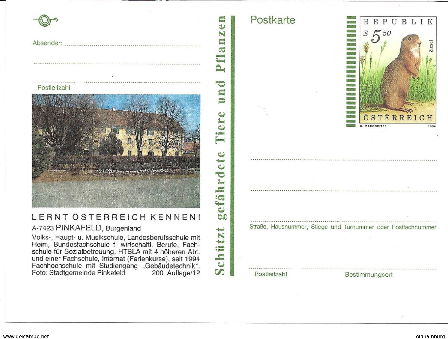 2355j: Österreich 1994, Margreiter: Bildpostkarte Pinkafeld, Motiv Ausbildungszentren Der Region, ** - Pinkafeld