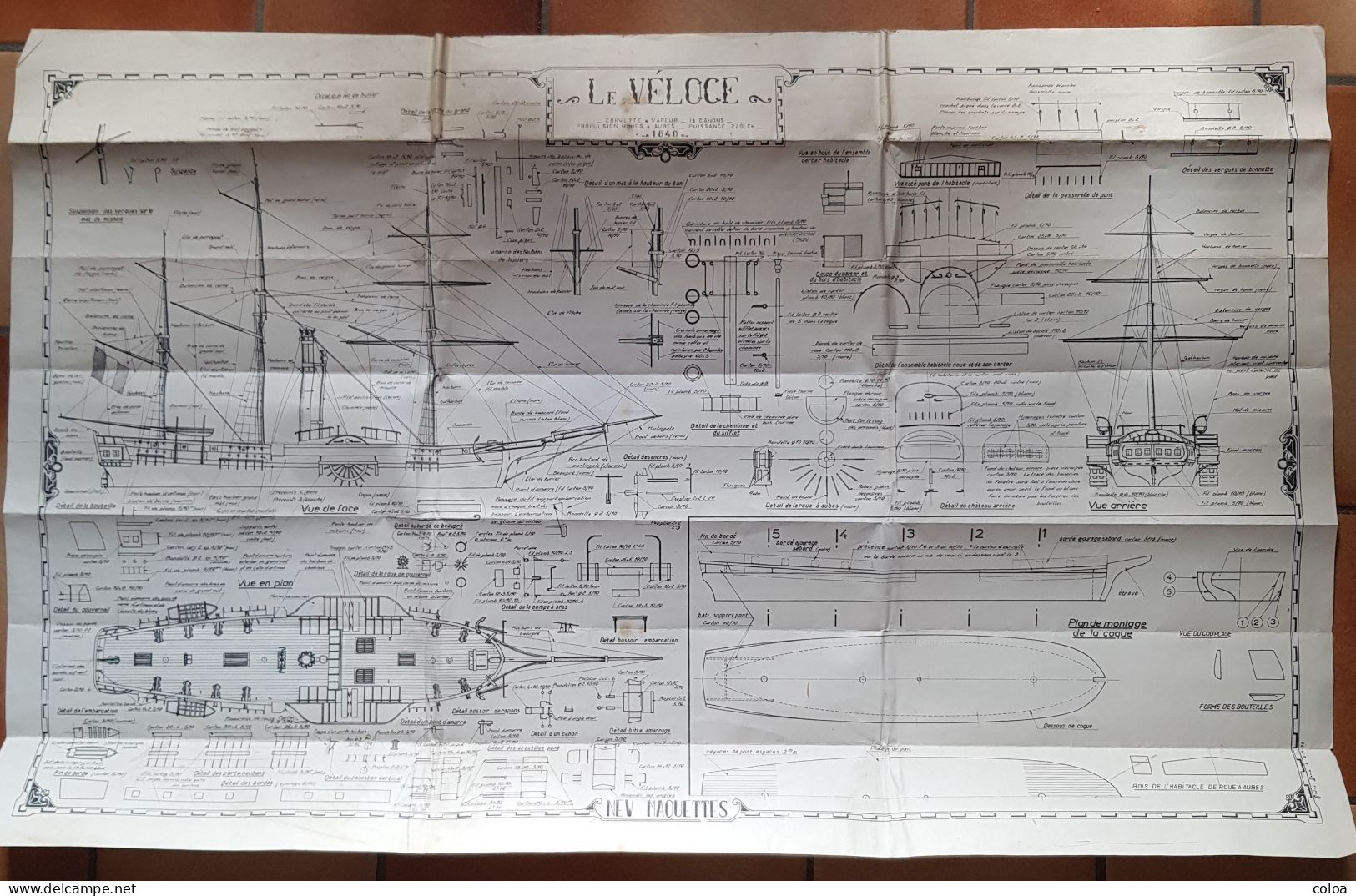 Marine Modélisme Plan Maquette  Corvette à Vapeur LE VELOCE De 1840 - Other & Unclassified