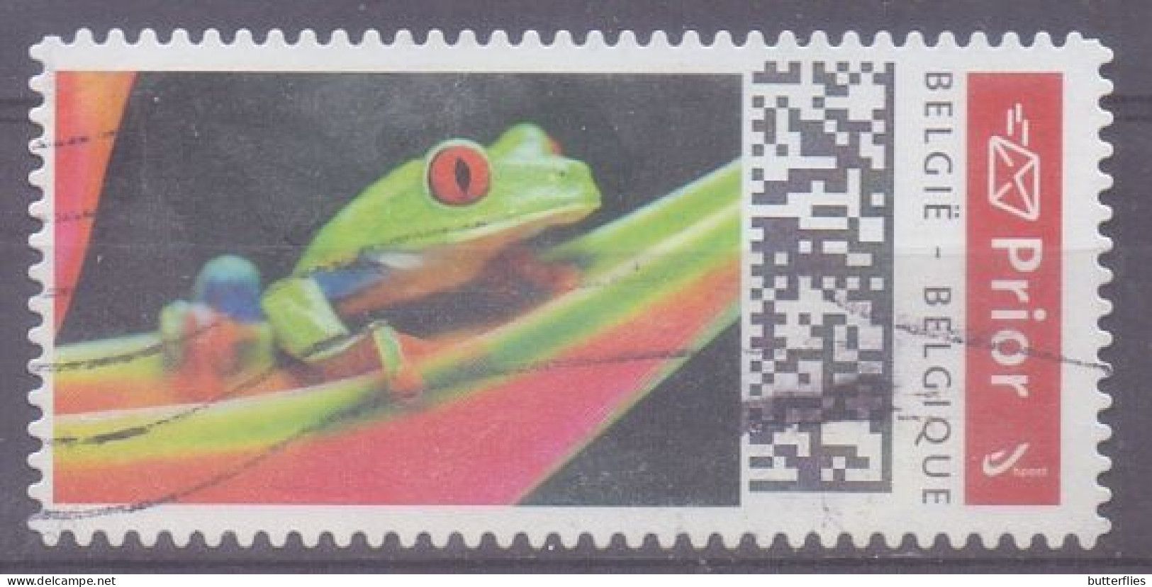 België - Duostamp  - Kikker - QR Code -  Zonder Papierresten - Usati