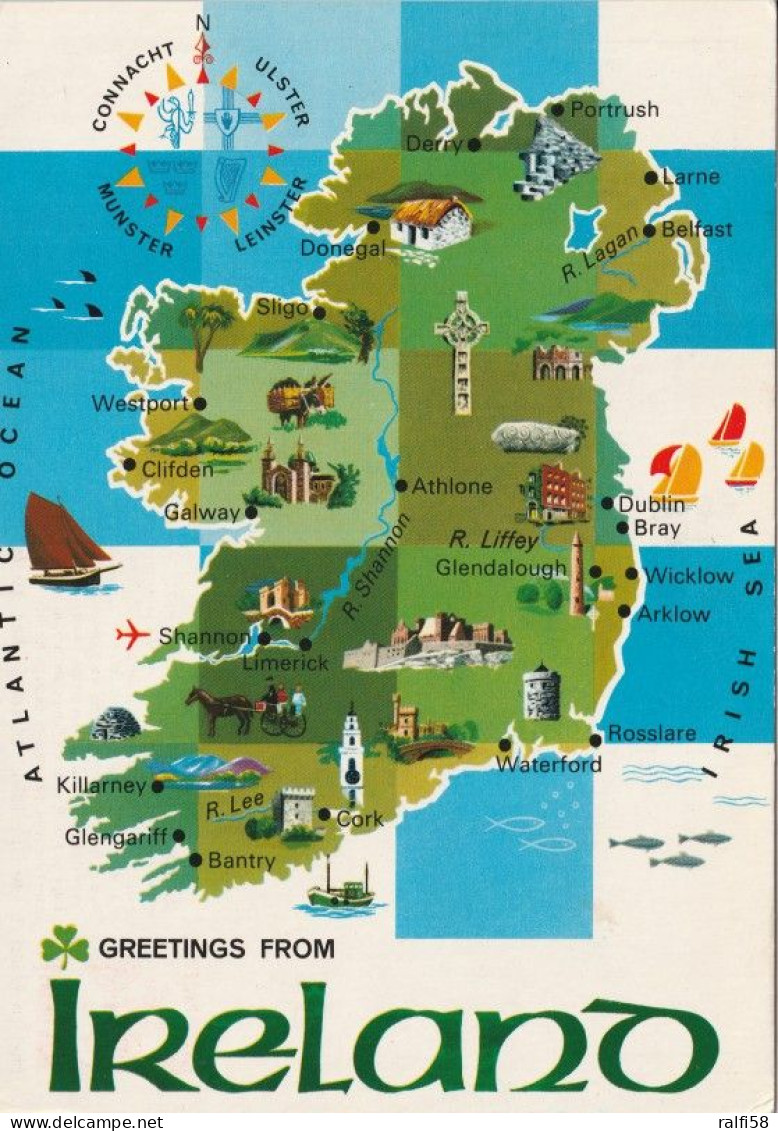 1 AK Irland / Ireland * Map Of Ireland - Landkarte Von Irland * - Autres & Non Classés