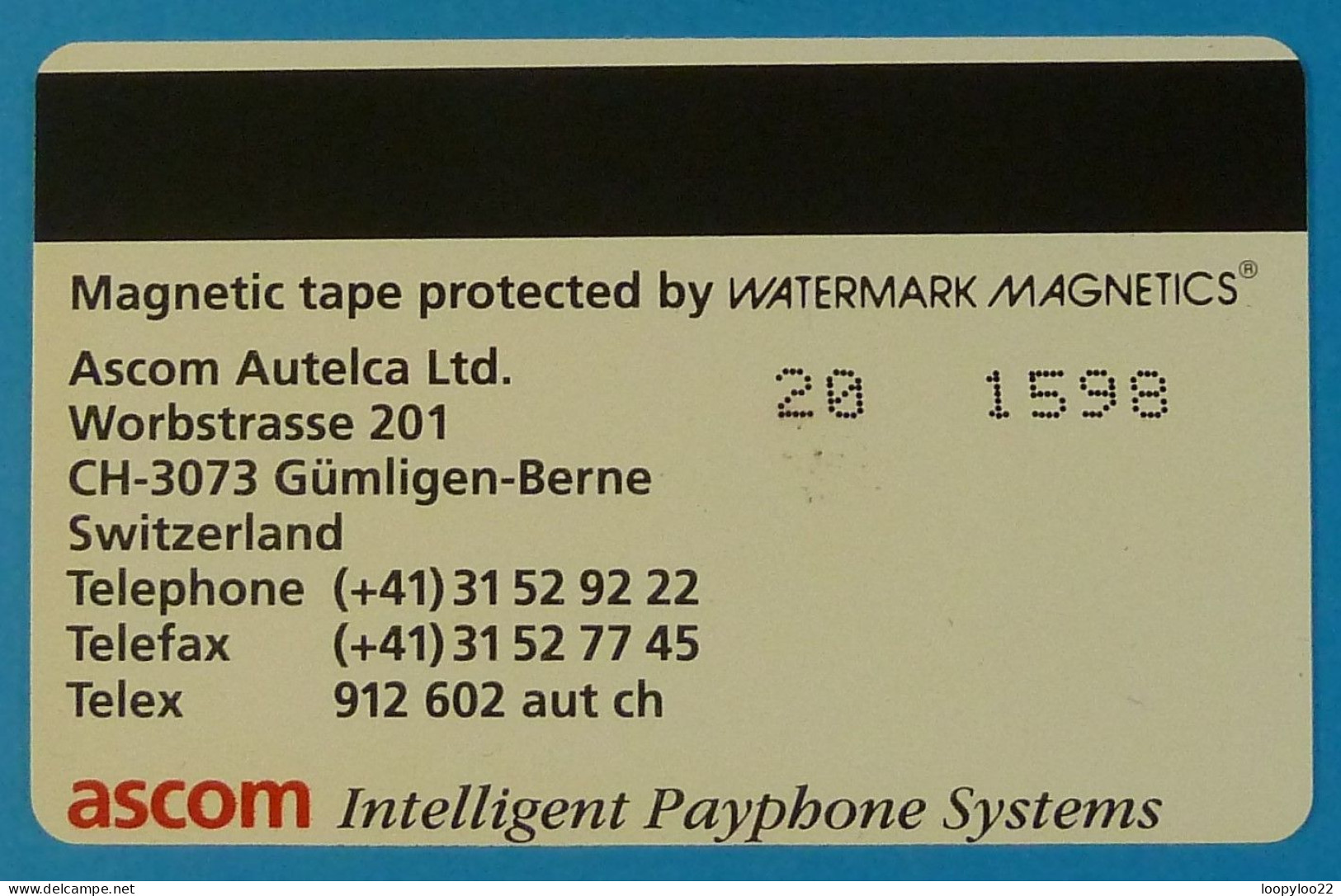 SWITZERLAND - Autelca - Test / Demo - Watermark Magnetics - Ascom - With Control - (Hobi D-AA-10A) - 4171ex - Mint - R - Suisse