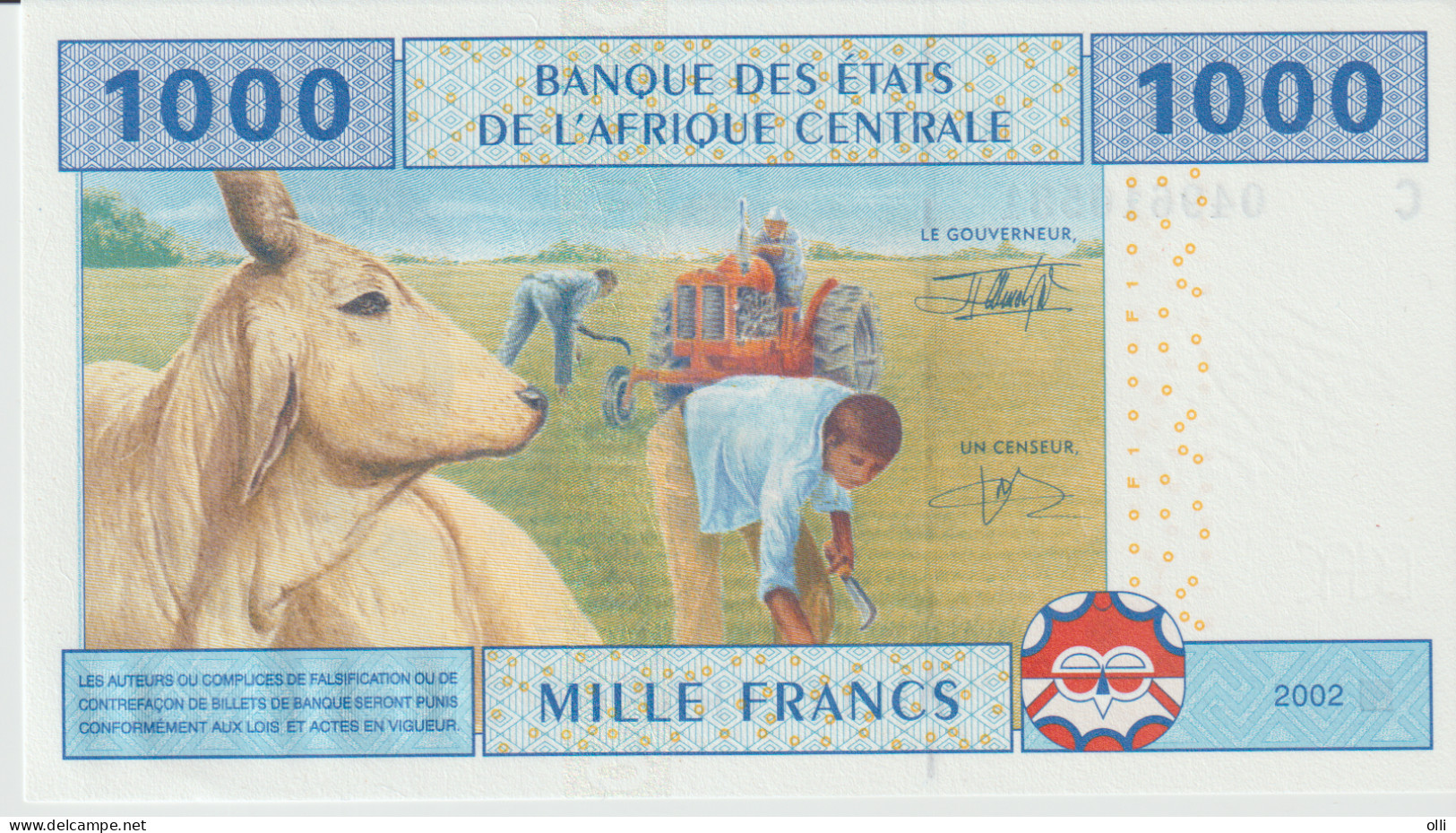 Central African States, CHAD 1000 Francs 2002, UNC - Chad