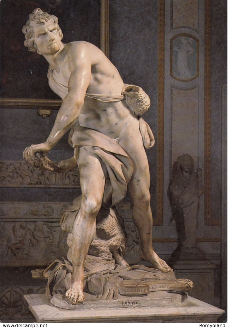 CARTOLINA  ROMA,LAZIO-GALLERIA BORGHESE-GIAN LORENZO BERNINI (1598-1680) DAVID,MARMO Cm.170-BELLA ITALIA,NON VIAGGIATA - Mostre, Esposizioni