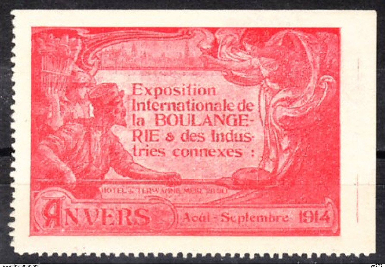 VV-104 1914 Anvers Exposition Internationale De La Boulangerie Des Industries Connexes Vignette MH* - Altri & Non Classificati