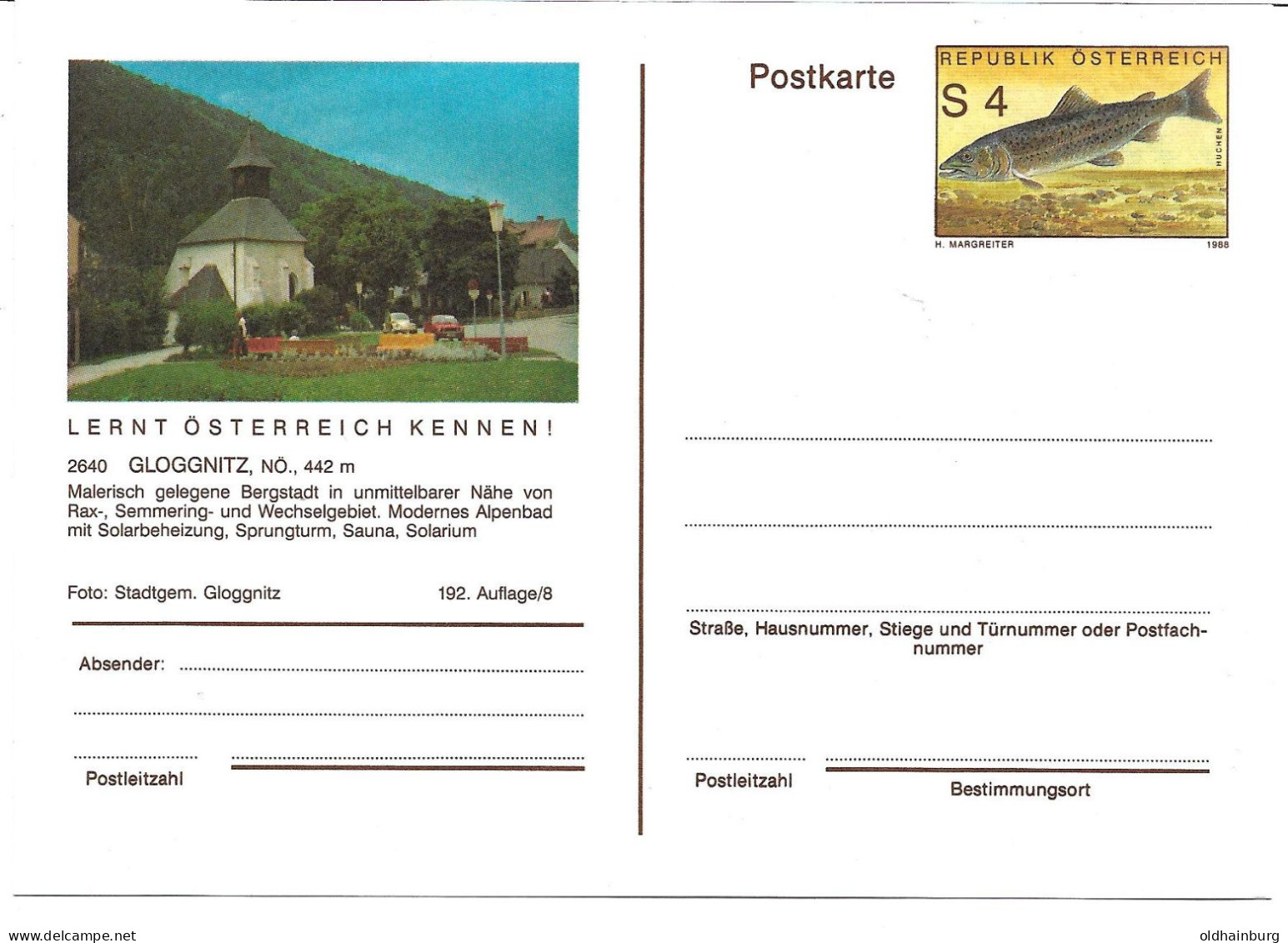 2355t: Österreich 1988, Margreiter: Bildpostkarte 2640 Gloggnitz, Motiv Semmering, Rax, Wechsel, Etc., ** - Neunkirchen