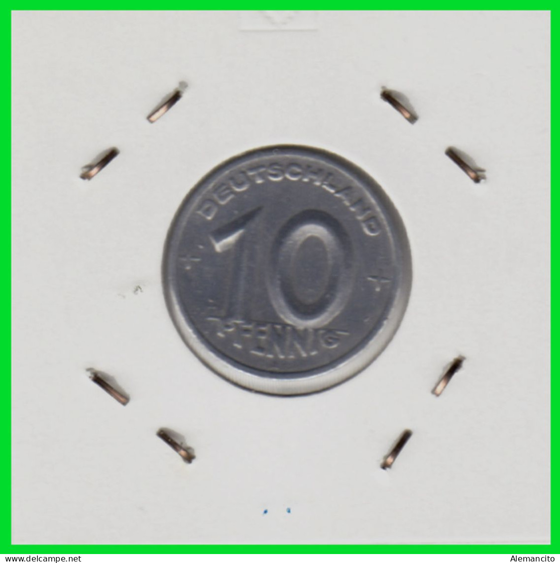 REPUBLICA DEMOCRATICA DE ALEMANIA ( DDR )  MONEDA DE 10 PFENNING AÑO - 1949 CECA-A - MONEDA DE ALUMINIO CIRCULADA - 10 Pfennig