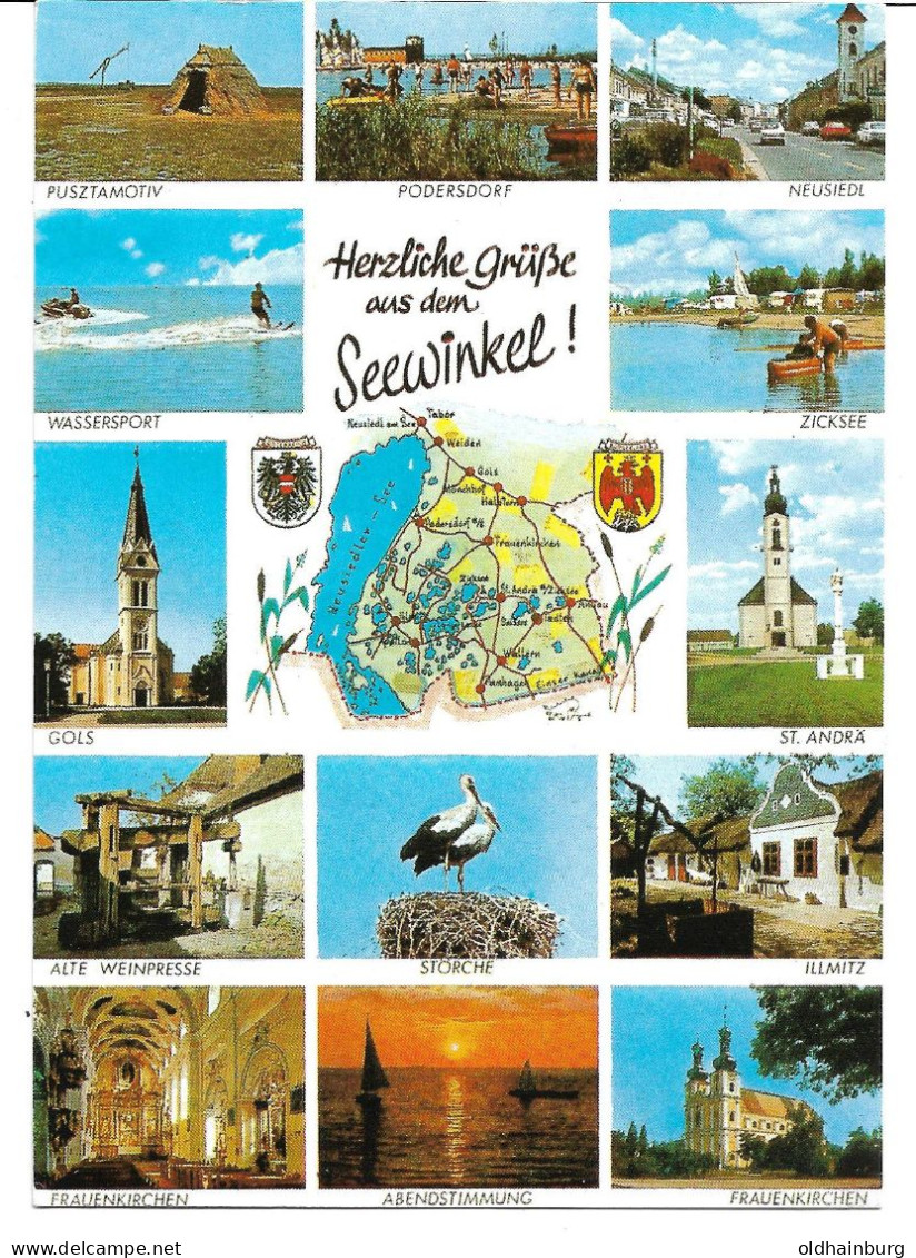 2355w: Mehrbild- AK Seewinkel, Gelaufen 1994 (Illmitz, Podersdorf, Neusiedl, Gols, St. Andrä, Pamhagen,...) - Neusiedlerseeorte