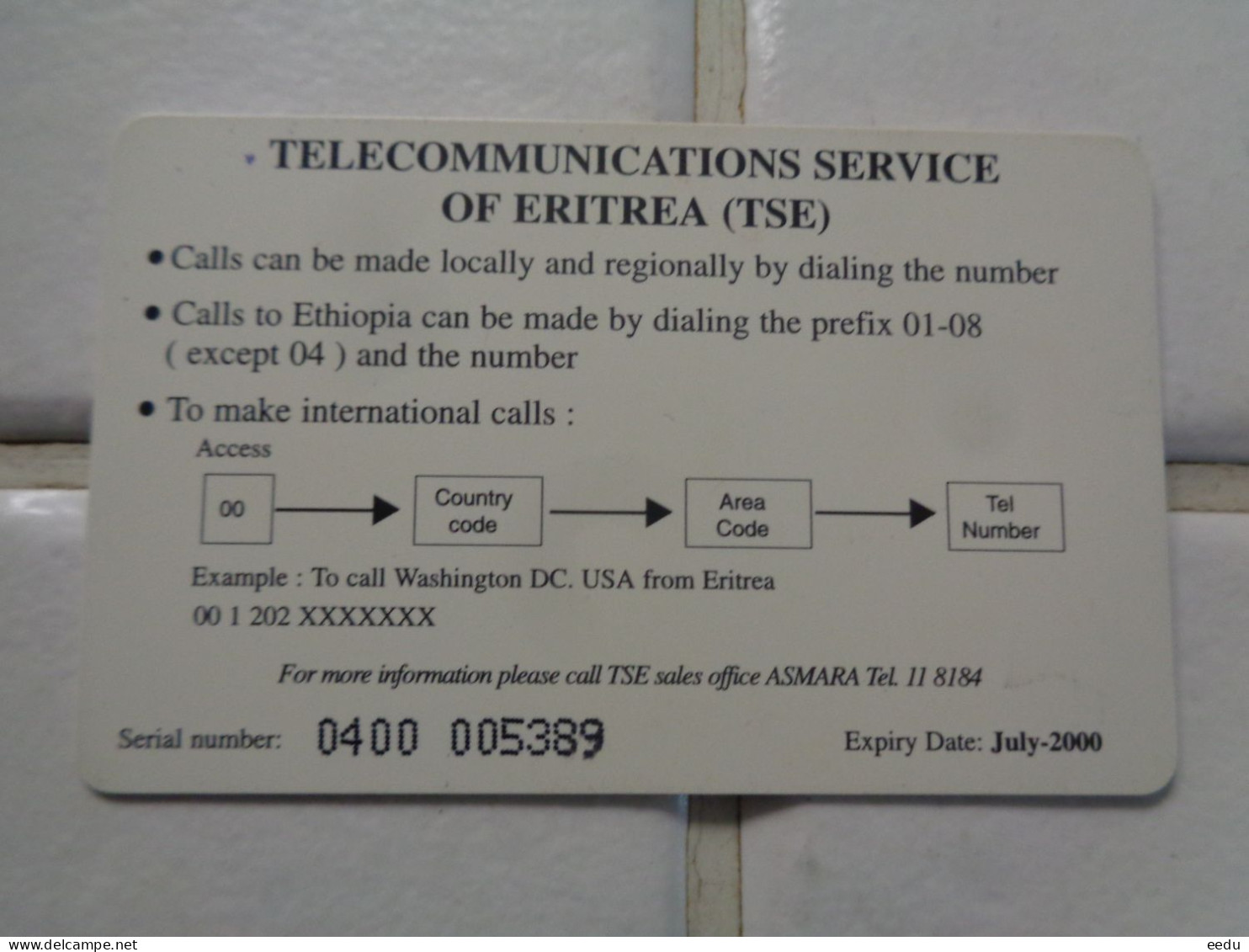 Eritrea Phonecard - Erythrée