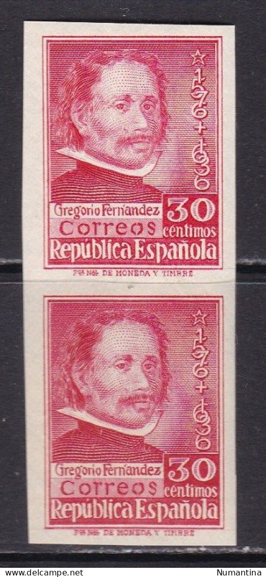 1937 - España - Edifil 726s - Gregorio Fernandez -  Bloque 2 Sin Dentar - MNH - Valor 88 € - Varietà E Curiosità